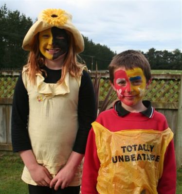 Sarah and Lachlan after Roald Dahl "yellow" day at school