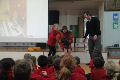 then Rebecca pretends to be the wind while Lachlan tries to do up the zip before he gets frostbite (10 seconds!)